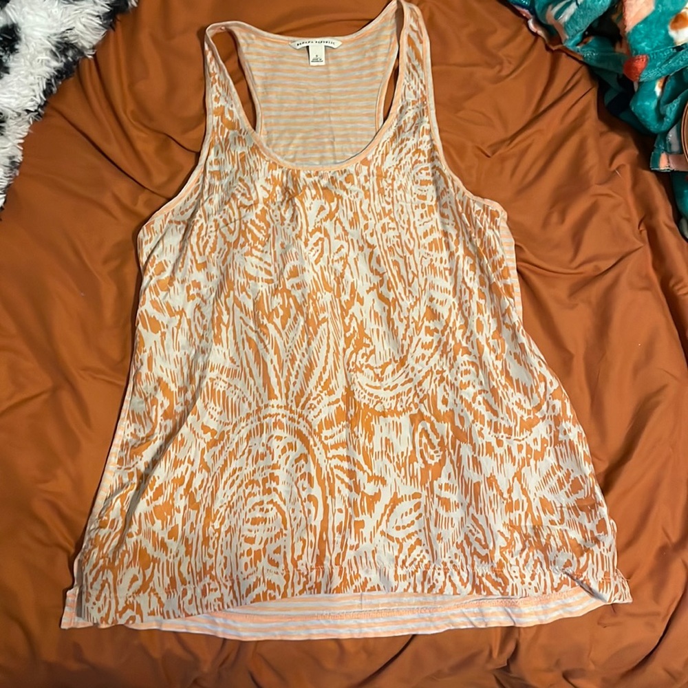 orange and white, sheer front, cotton back